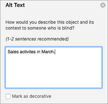 Alt Text pane for charts in PPT for Mac in Office 365.